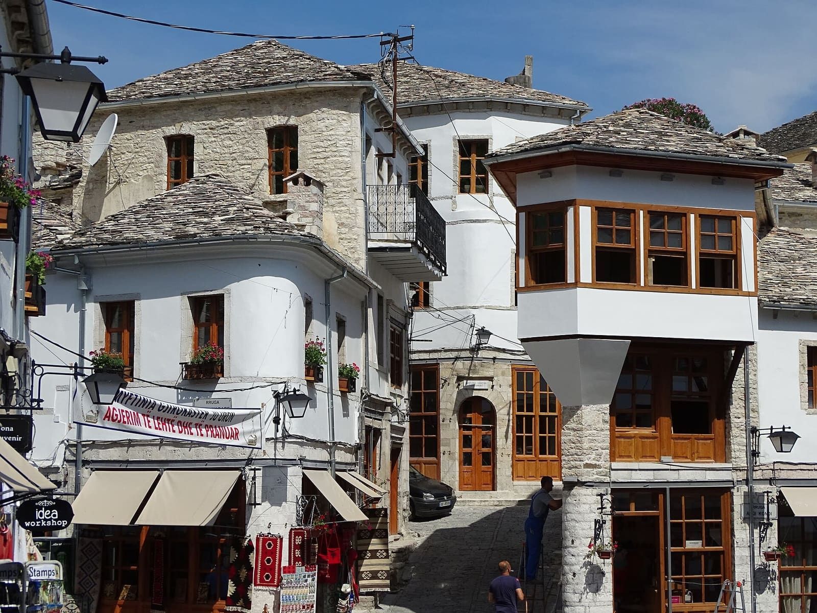Our guide-driver team on the road in Albania